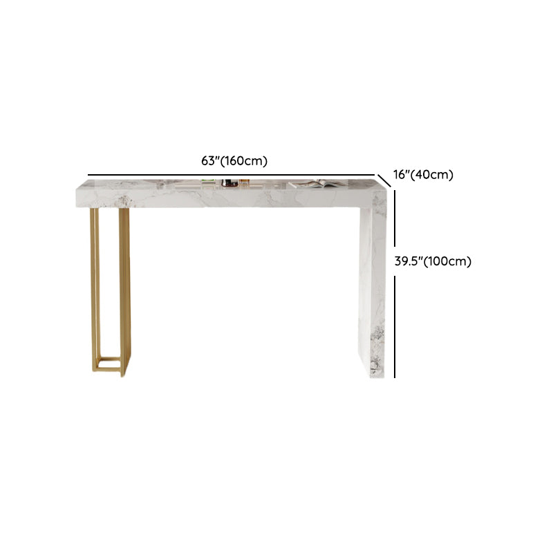 Glam Style Stone Bar Dining Table Rectangle Bar Table for Indoor