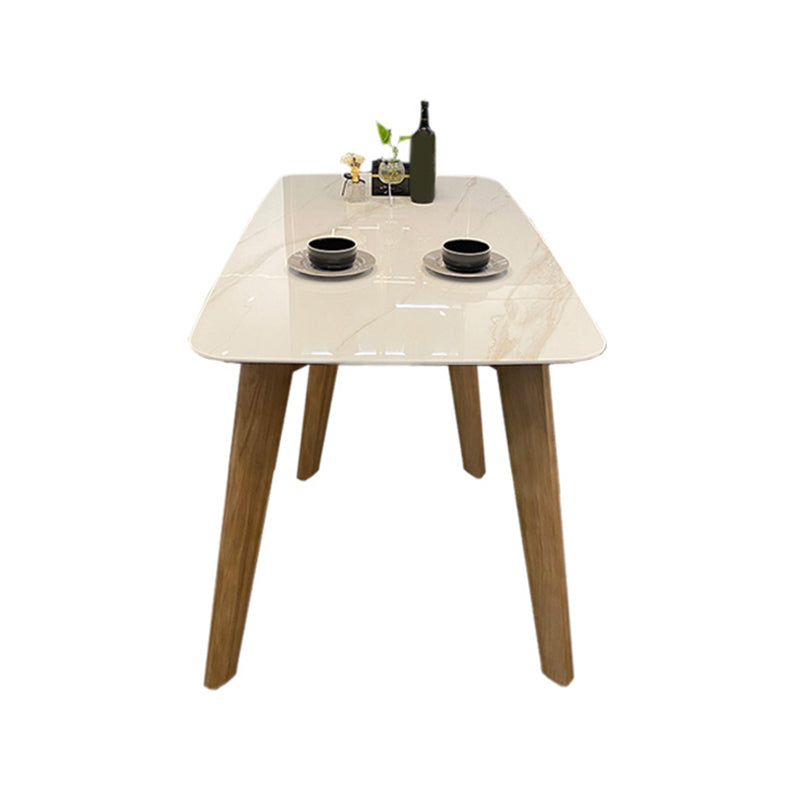 Minimalist Standard Height Dining Room Table Set with 4 Upholstered Kitchen Chairs