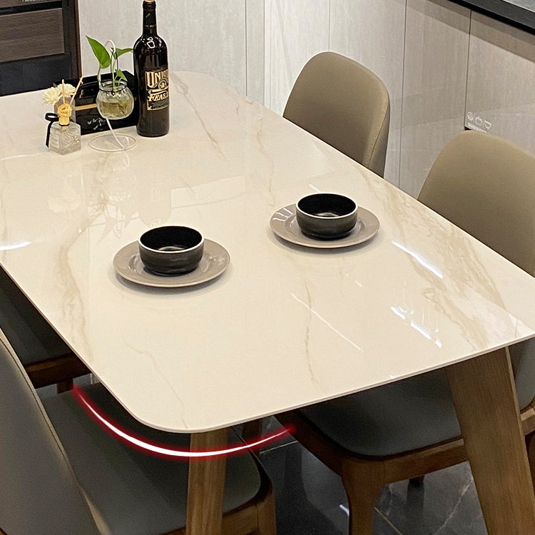 Minimalist Standard Height Dining Room Table Set with 4 Upholstered Kitchen Chairs