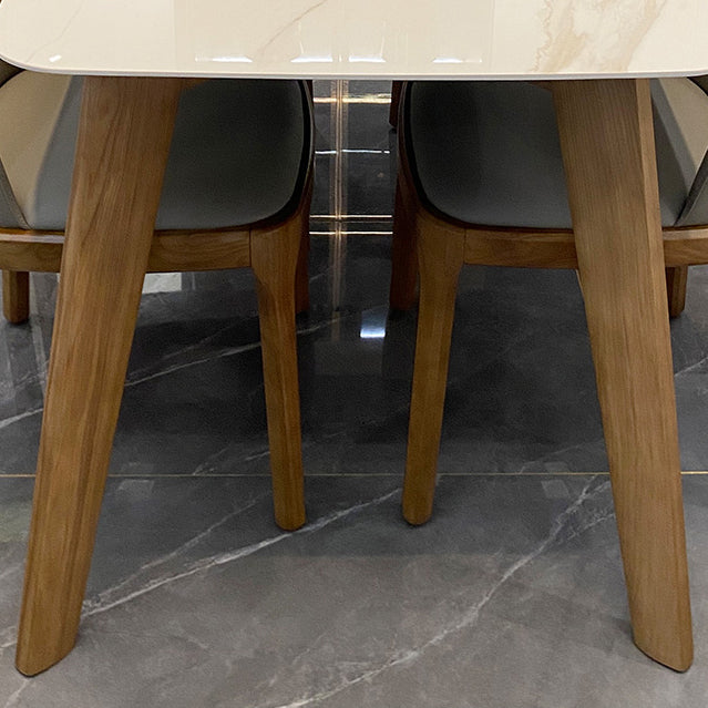 Minimalist Standard Height Dining Room Table Set with 4 Upholstered Kitchen Chairs