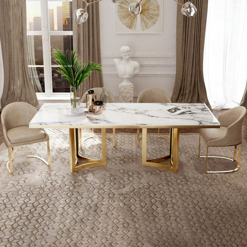 Contemporary Marble Dining Table with 4/6 Leather Dining Chairs