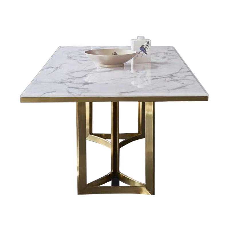 Contemporary Marble Dining Table with 4/6 Leather Dining Chairs