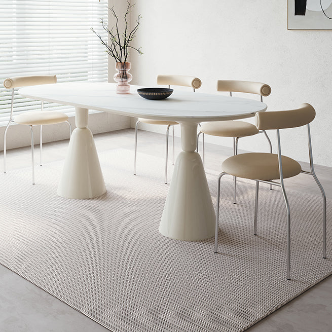 Oval 1/2/4/5/6/7 Piece Table and Chair Set White Dining Table Sets