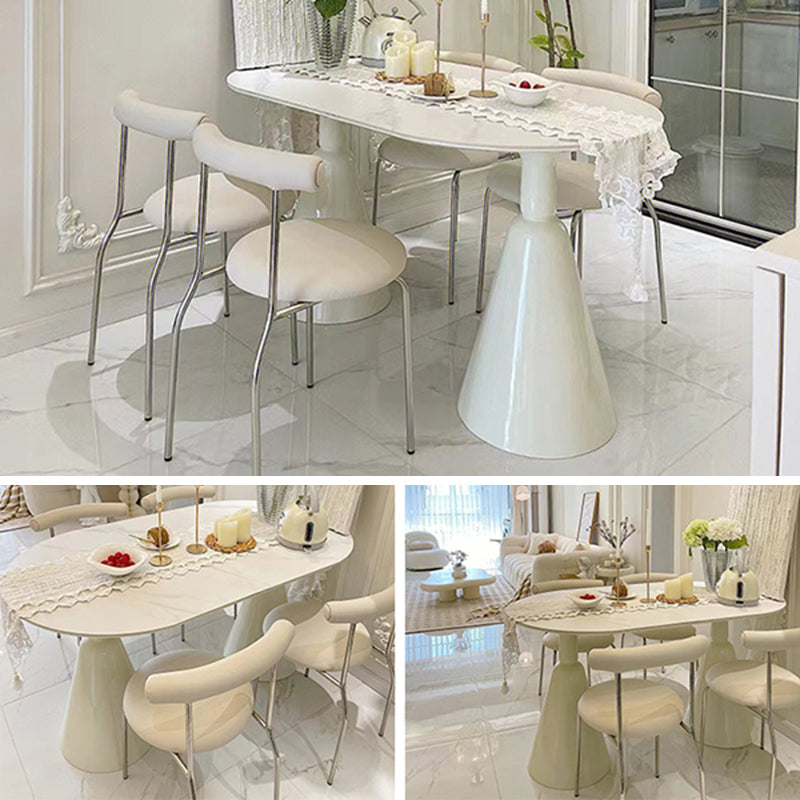 Oval 1/2/4/5/6/7 Piece Table and Chair Set White Dining Table Sets