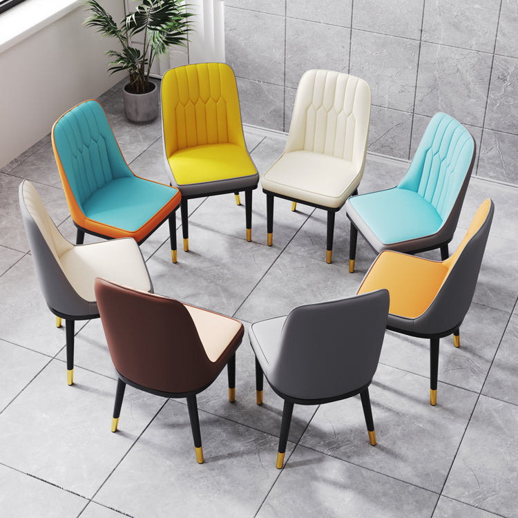 Modern Armless Backrest Cushion Chair with Metal Legs for Living Room