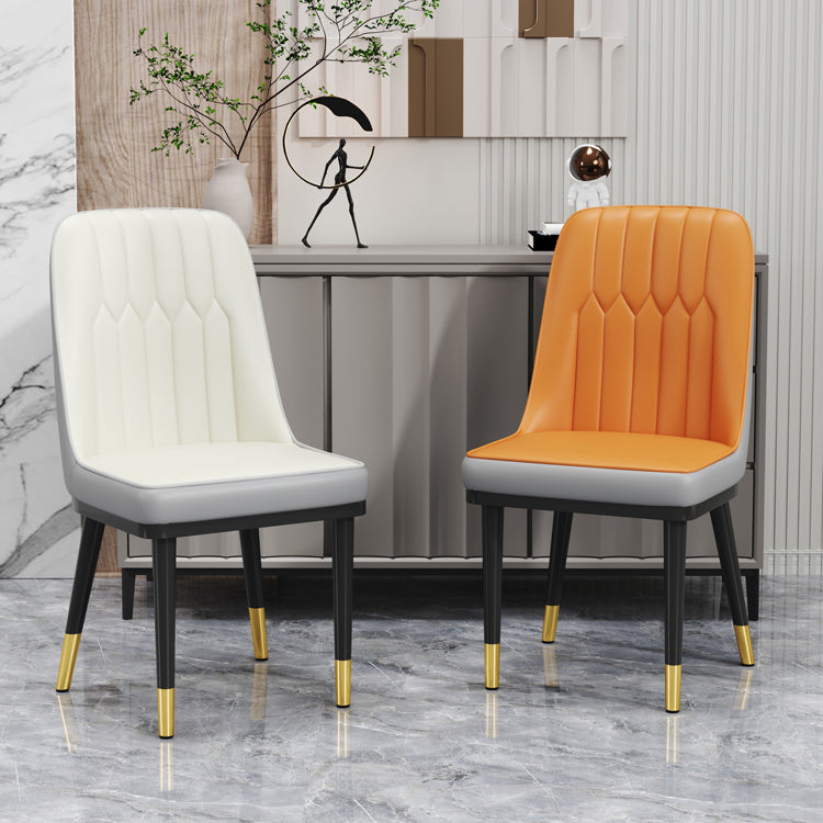 Modern Armless Backrest Cushion Chair with Metal Legs for Living Room