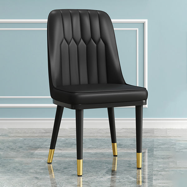 Modern Armless Backrest Cushion Chair with Metal Legs for Living Room