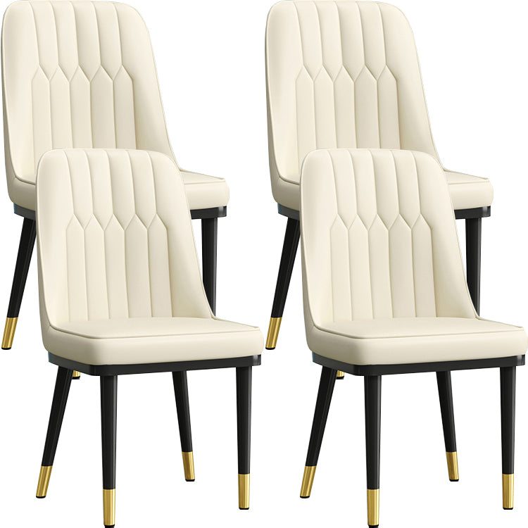 Modern Armless Backrest Cushion Chair with Metal Legs for Living Room
