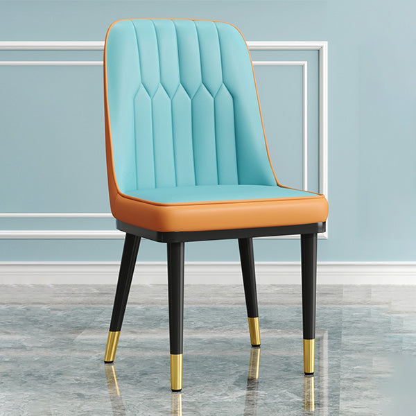 Modern Armless Backrest Cushion Chair with Metal Legs for Living Room