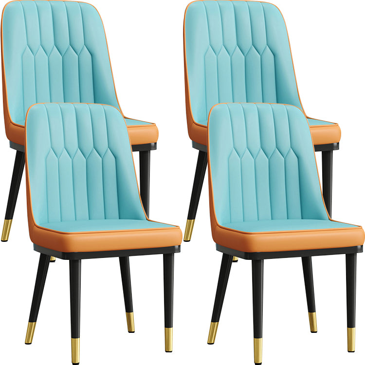 Modern Armless Backrest Cushion Chair with Metal Legs for Living Room