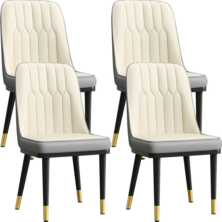 Modern Armless Backrest Cushion Chair with Metal Legs for Living Room