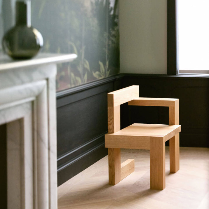 Modern Arm Chair Wood Open Back Dining Accent Chair for Home