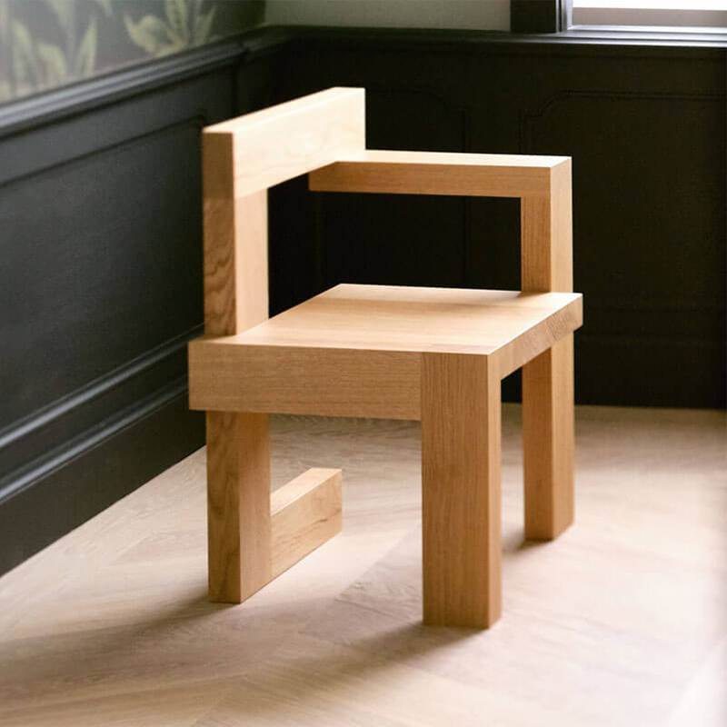 Modern Arm Chair Wood Open Back Dining Accent Chair for Home