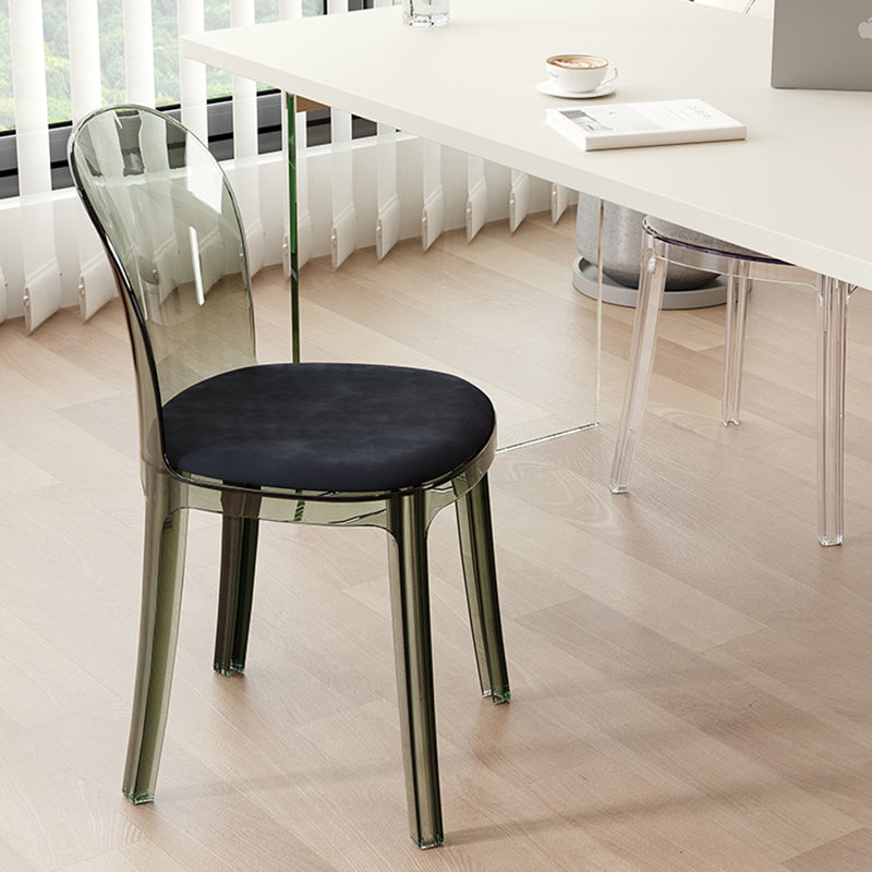 Contemporary Dining Side Chair Plastic Solid Back Chair for Dining Room
