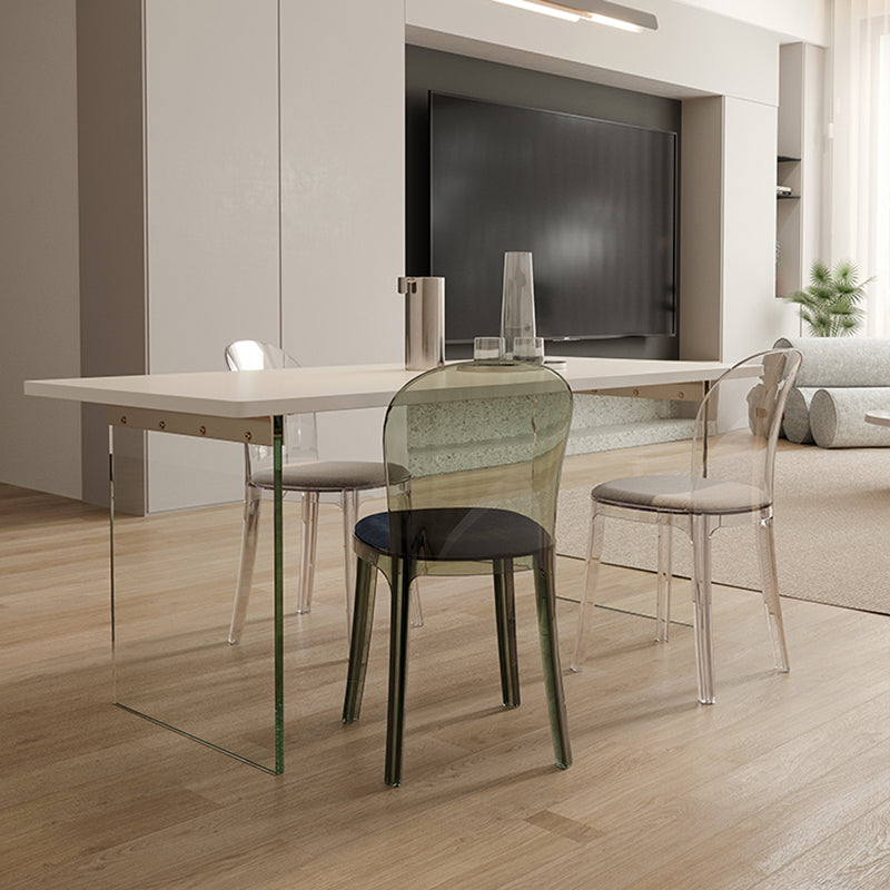 Contemporary Dining Side Chair Plastic Solid Back Chair for Dining Room
