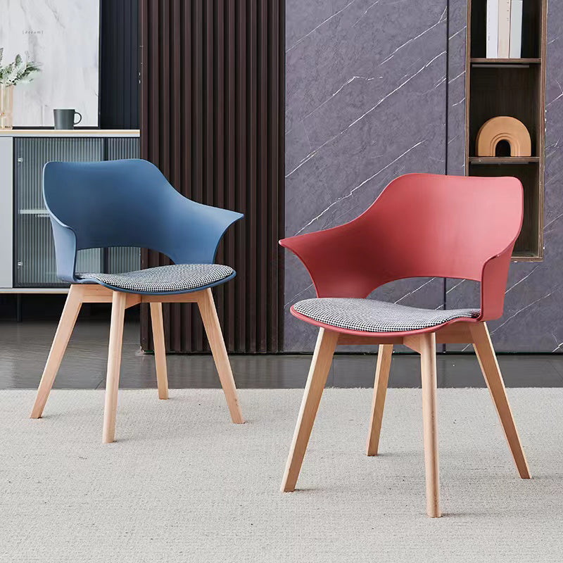 Modern Wood Chair Open Back Indoor Dining Arm Chair for Dinning Room