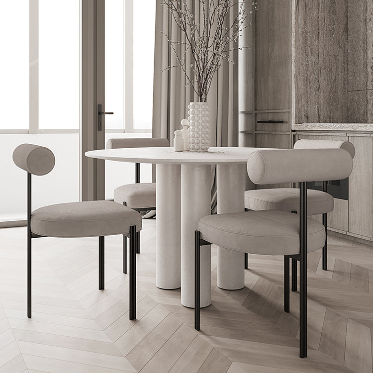 Scandinavian Side Dining Chair Upholstered Metal Chair for Dining Room