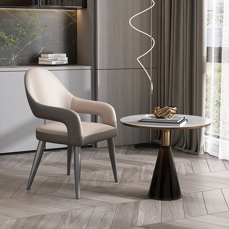 Nordic Style Metal Chair Open Back Kitchen Dining Arm Chair for Dinning Room
