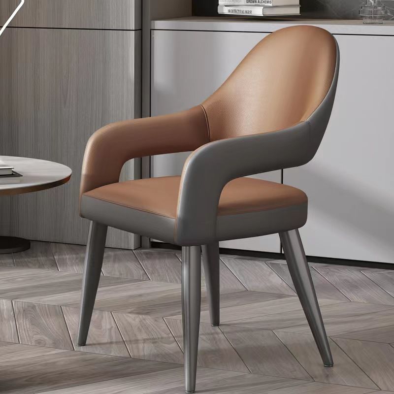 Nordic Style Metal Chair Open Back Dining Arm Chair for Dinning Room