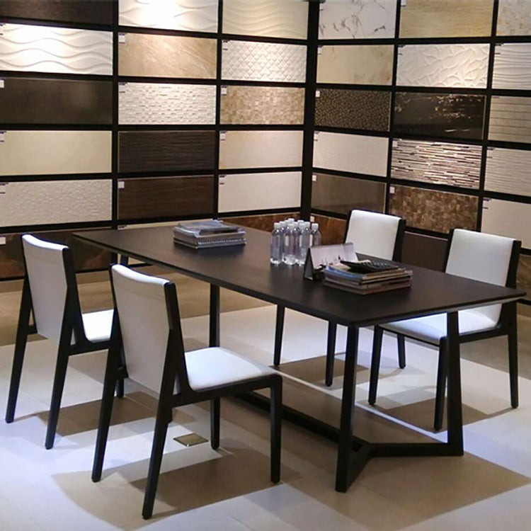 Modern Wood Glam Dining Chair Side Open Back Chair for Kitchen