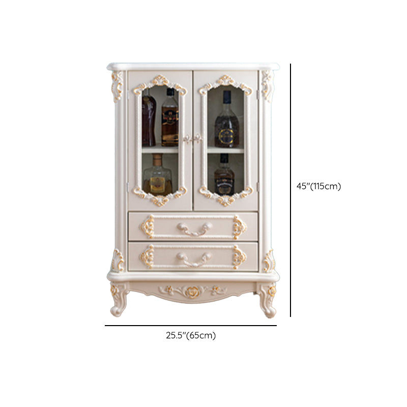 Traditional Glass Doors Display Stand Solid Wood Buffet Cabinet for Dining Room