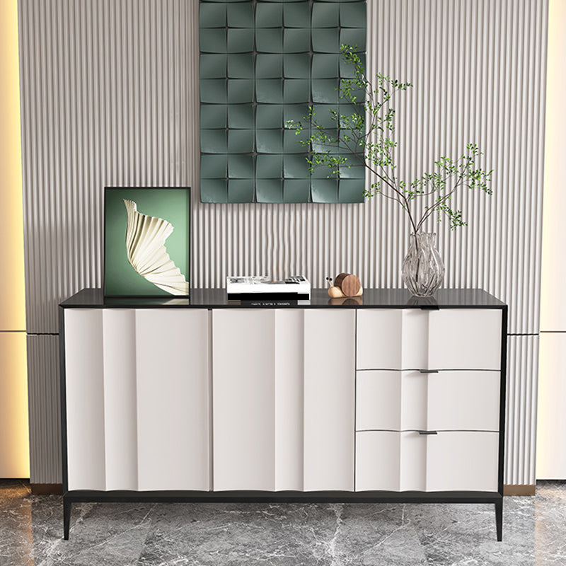 Contemporary Dining Server Engineered Wood Buffet Server with Drawers for Living Room