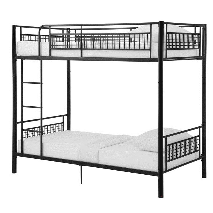 Metal Bunk Bed 74.80" H High Bunk Bed Frame with Built-In Ladder