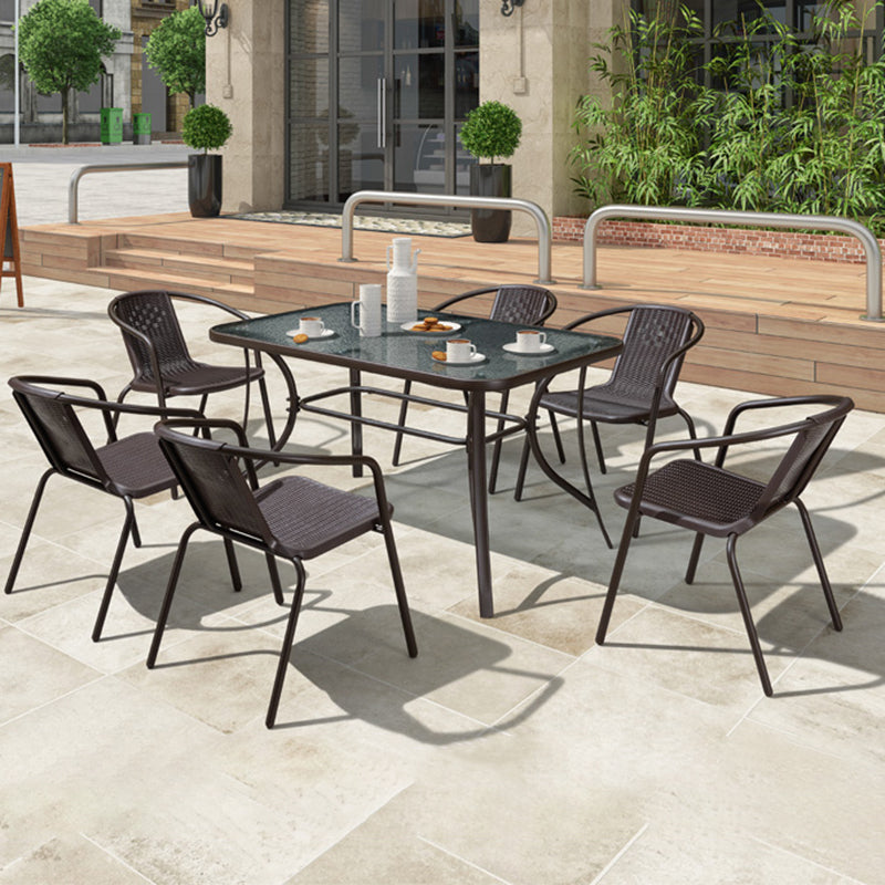 Modern Glass Dining Room Chair and Table Set with Standard Table for Coffee Shop