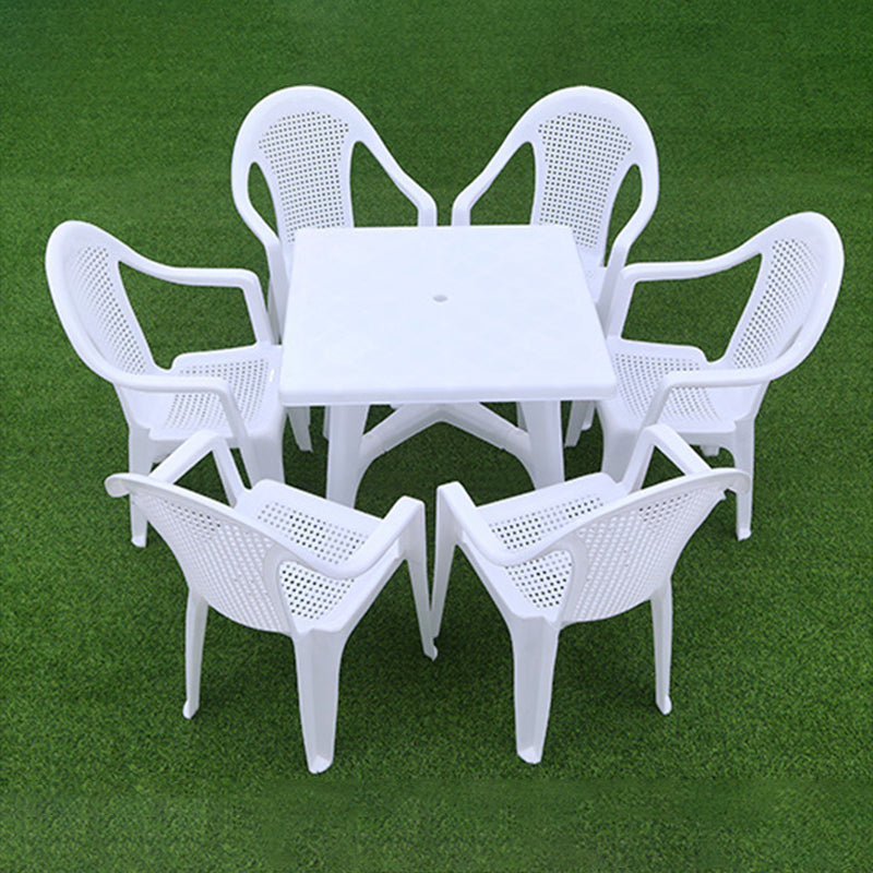 Contemporary Style Dining Set Plastic Square 1/5/7/9 Pcs Dining Table Set