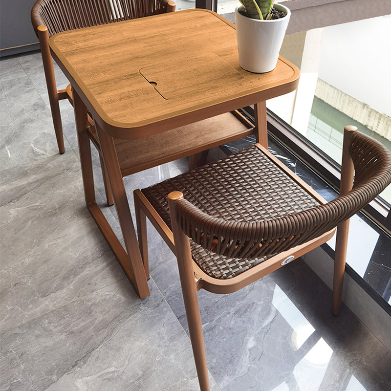 Modern Style Dining Set Square Metal 1/3 Pcs Dining Table Set