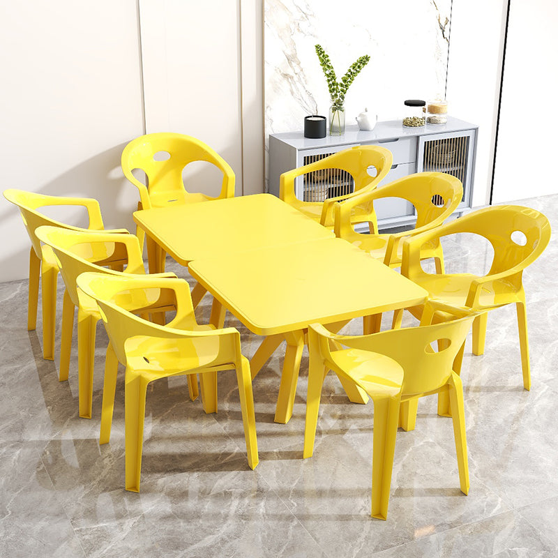 Contemporary Style Dining Set Plastic Square 1/5/10 Pcs Dining Table Set