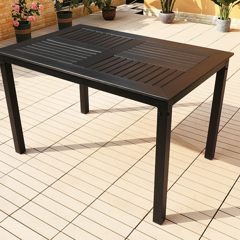 Outdoor Industrial Patio Table Metal Frame Dining Table in Black