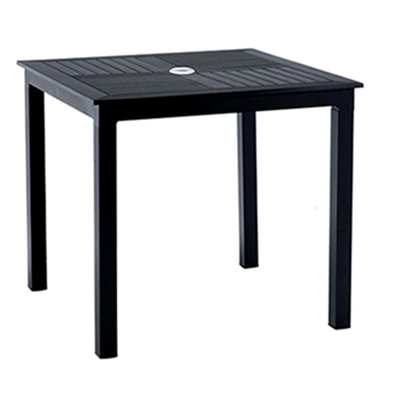 Outdoor Industrial Patio Table Metal Frame Dining Table in Black