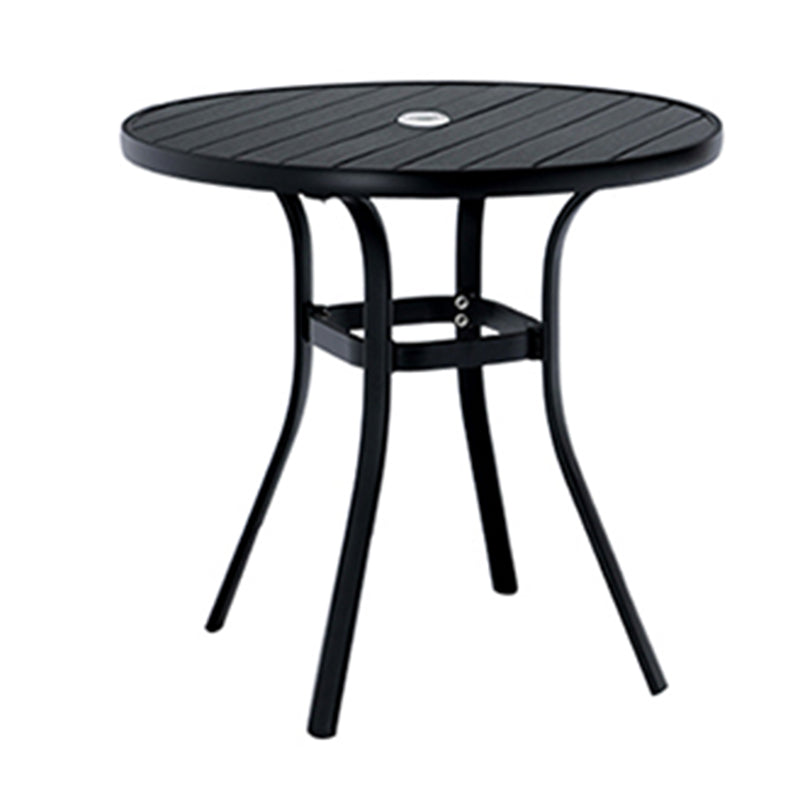 Outdoor Industrial Patio Table Metal Frame Dining Table in Black