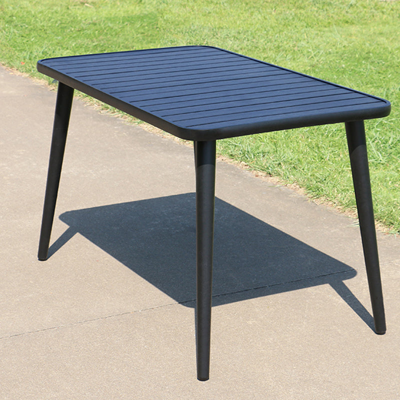 Outdoor Industrial Patio Table Metal Frame Dining Table in Black