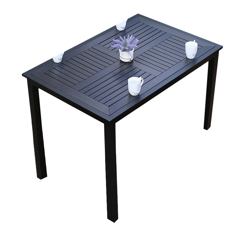 Outdoor Industrial Patio Table Metal Frame Dining Table in Black