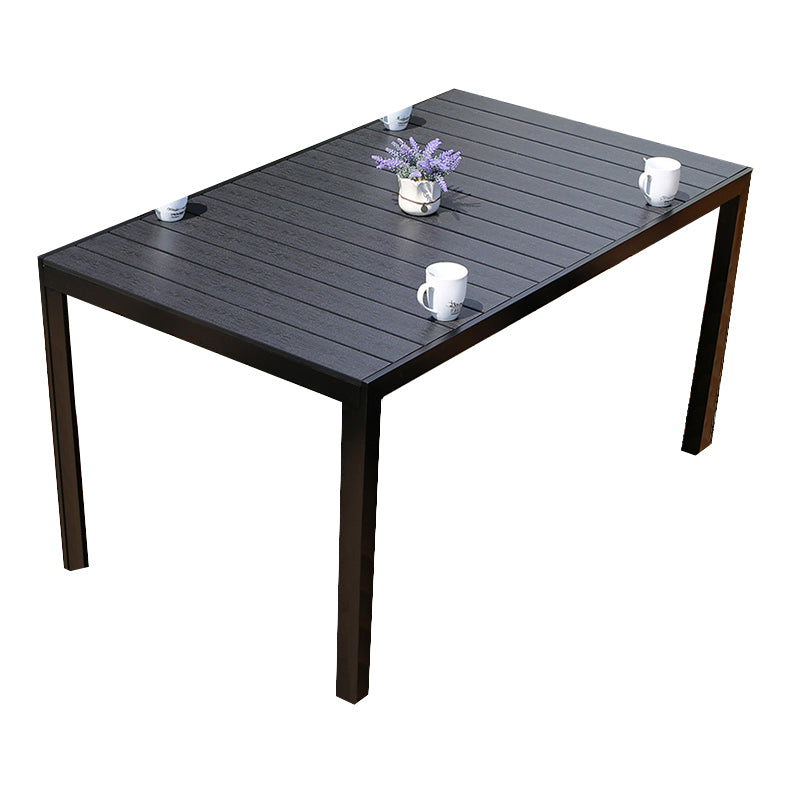 Outdoor Industrial Patio Table Metal Frame Dining Table in Black