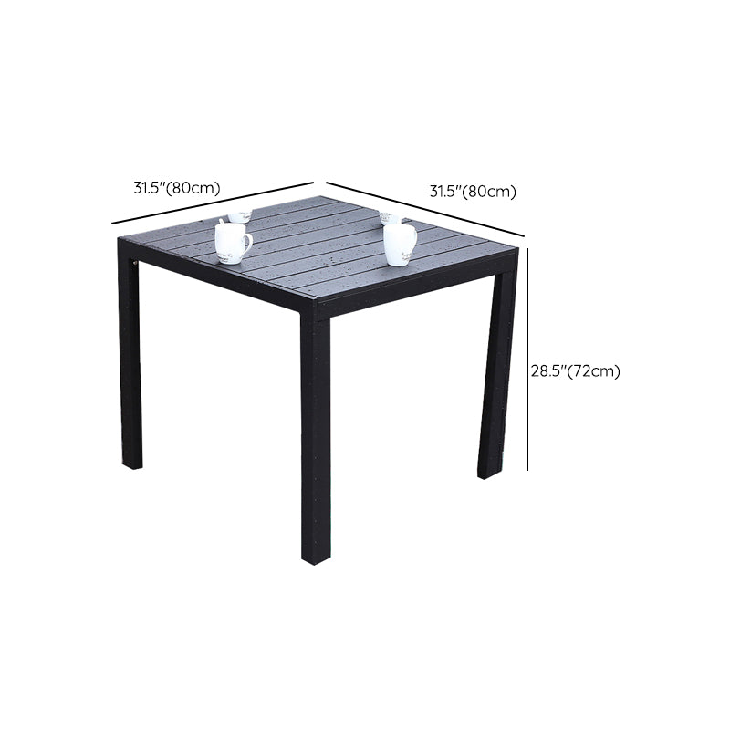 Outdoor Industrial Patio Table Metal Frame Dining Table in Black