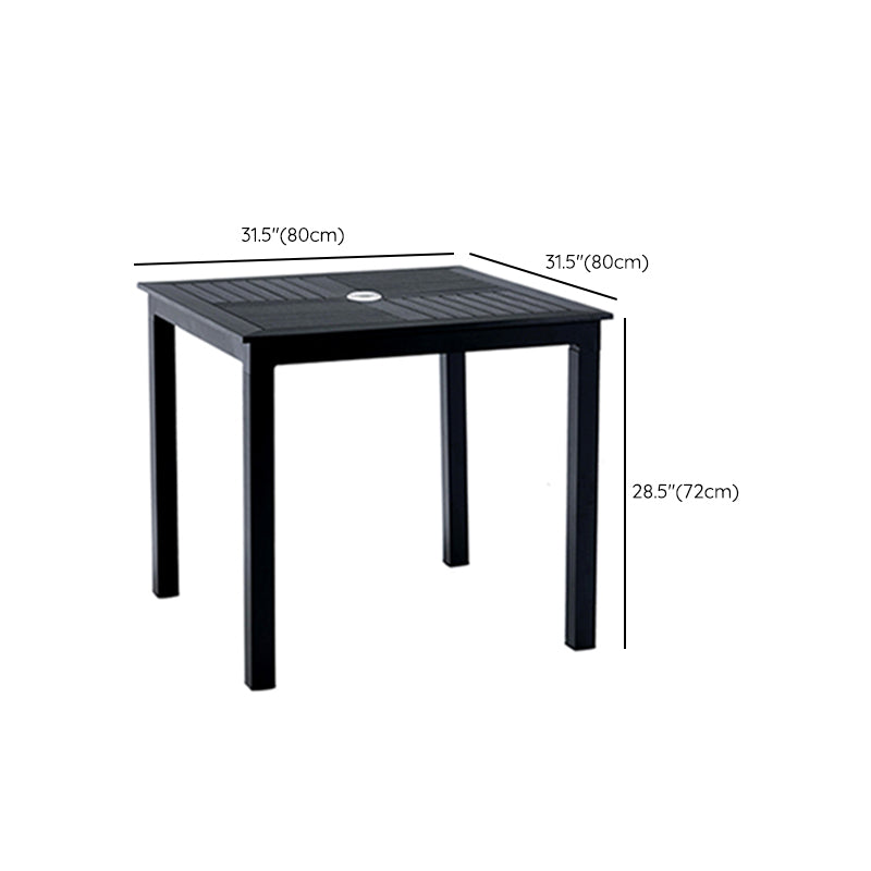 Outdoor Industrial Patio Table Metal Frame Dining Table in Black