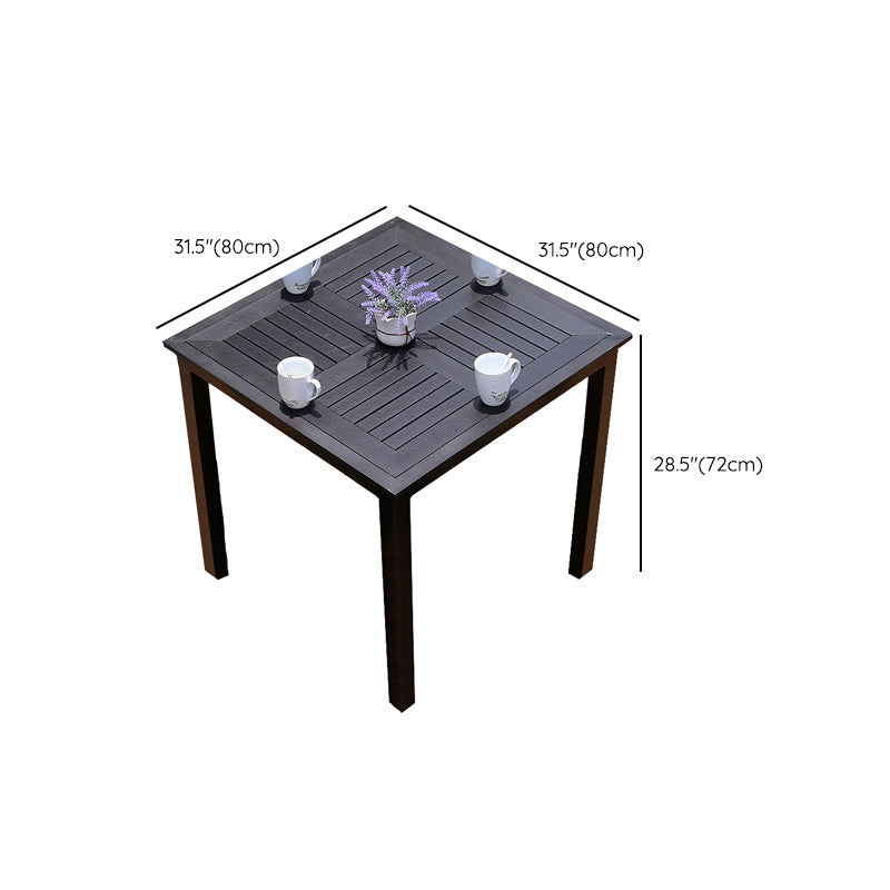 Outdoor Industrial Patio Table Metal Frame Dining Table in Black