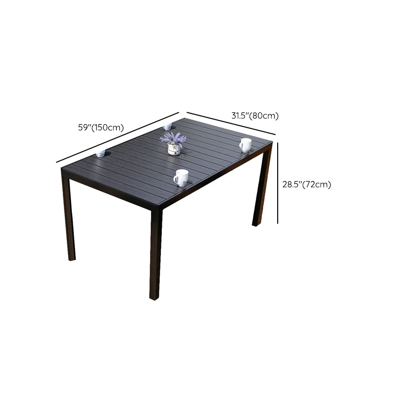 Outdoor Industrial Patio Table Metal Frame Dining Table in Black