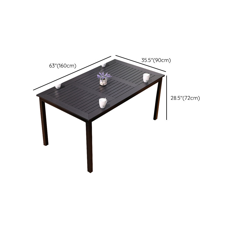 Outdoor Industrial Patio Table Metal Frame Dining Table in Black