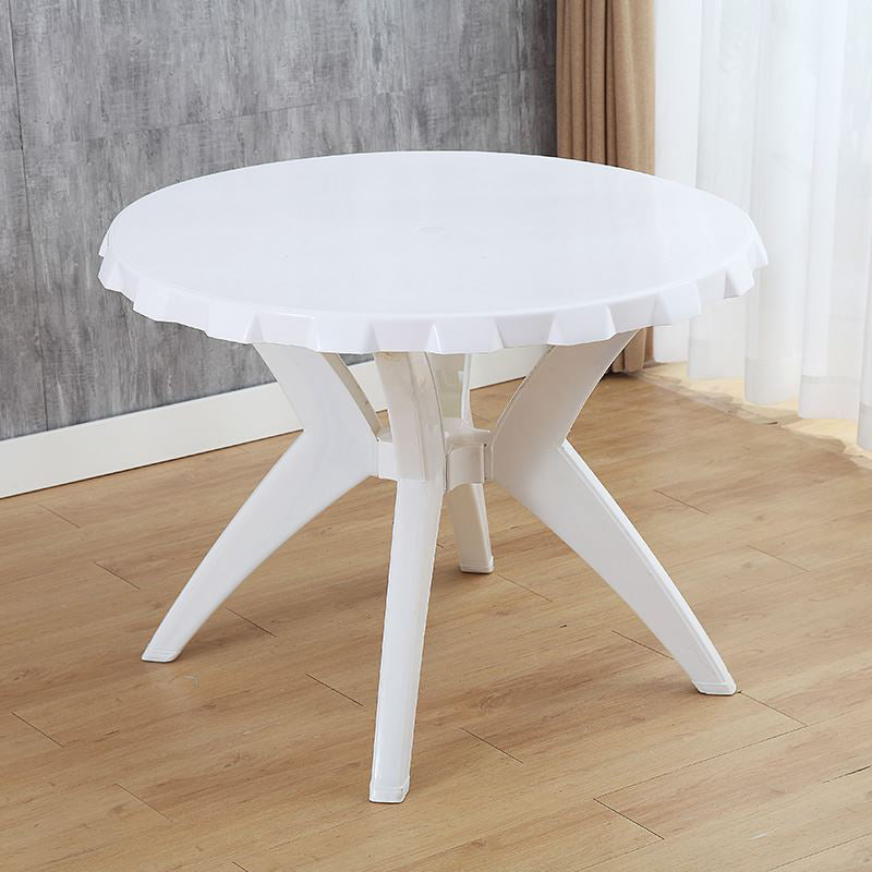 Modern Plastic Dining Table Outdoor Water Resistant Patio Table with Umbrella Hole