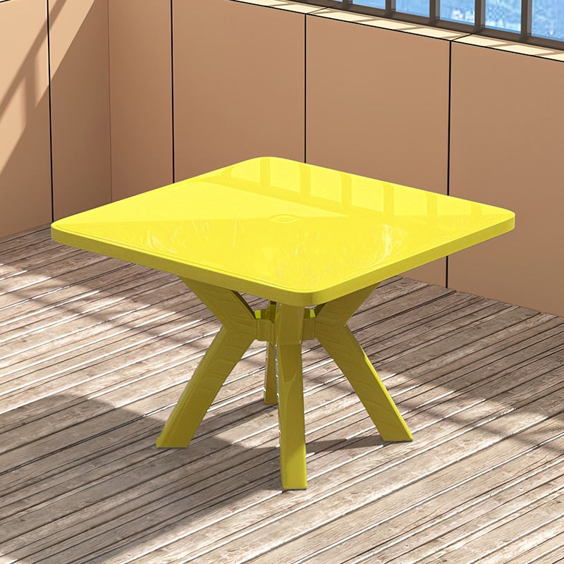 Modern Plastic Dining Table Outdoor UV Resistant Patio Table with Umbrella Hole