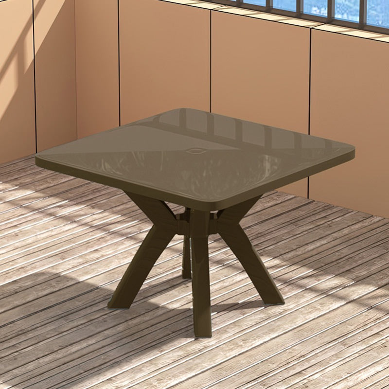 Modern Plastic Dining Table Outdoor UV Resistant Patio Table with Umbrella Hole