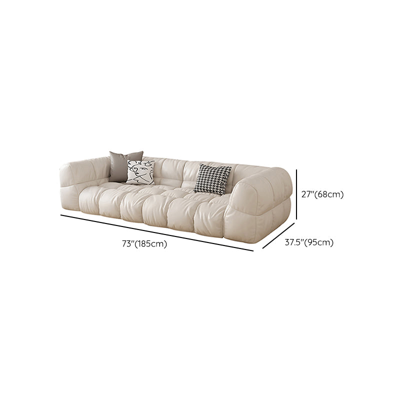 Modern Simple Square Arm Sofa & Chaise in White Biscuit Back Sectional Sofa