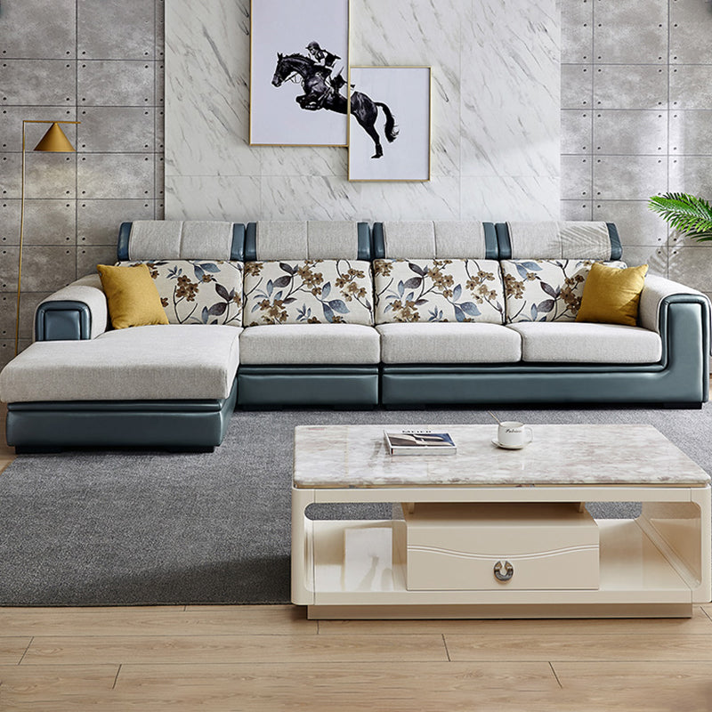 Modern Gray Cushions Sofa & Chaise 5-Seater 139.37" L Square Arm Sectional Sofa