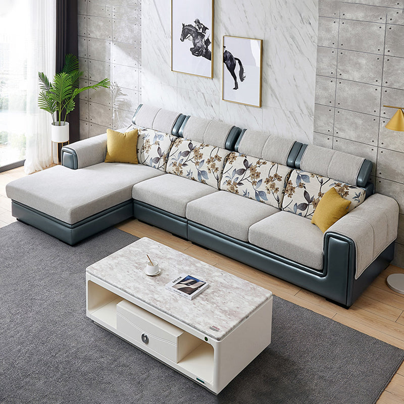 Modern Gray Cushions Sofa & Chaise 5-Seater 139.37" L Square Arm Sectional Sofa