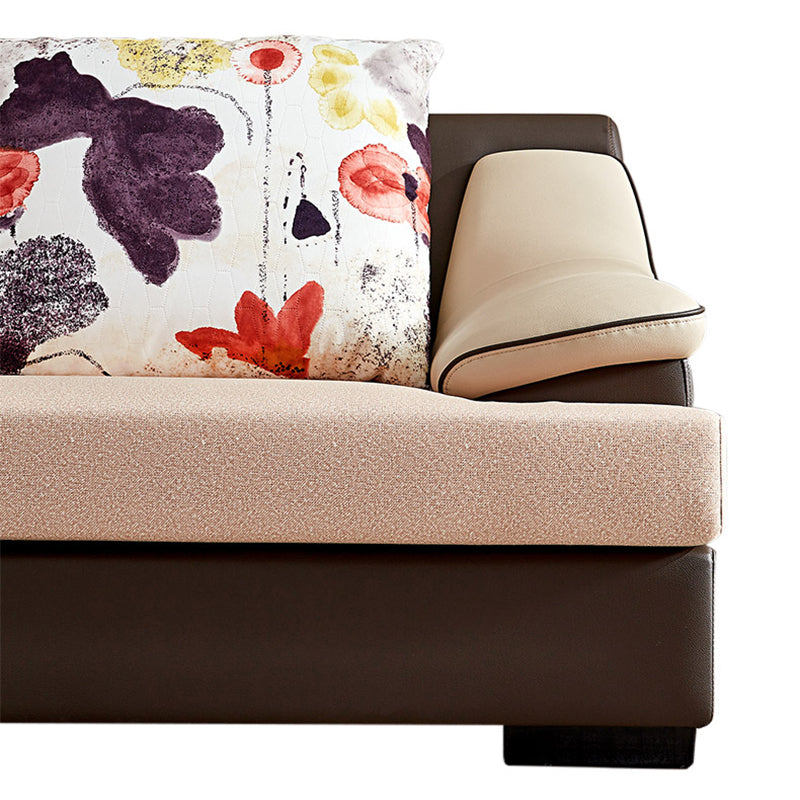 Contemporary 5-Seat Sectionals * Chaise Fabric and Leather Loose Back Sectional Sofa