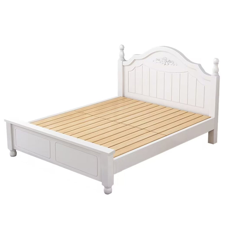 Solid Wood Standard Bed Contemporary White Bed with Panel Headboard